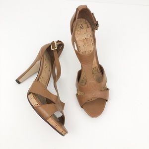Nine West brown leather sandal heels size 8.5